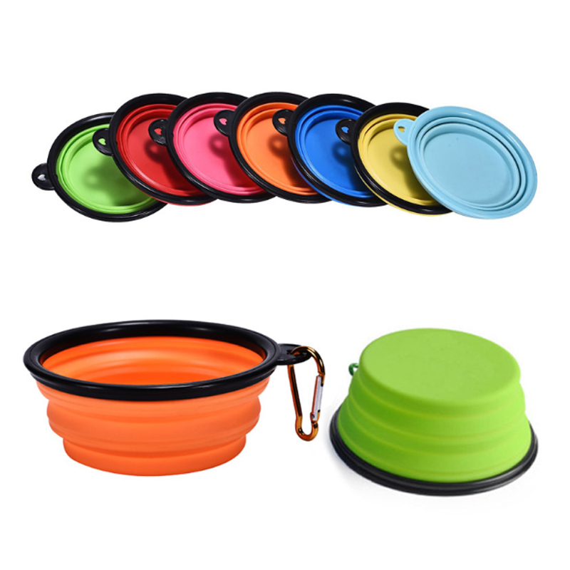 silicone pet bowl collapsible pet dog feeding bowl